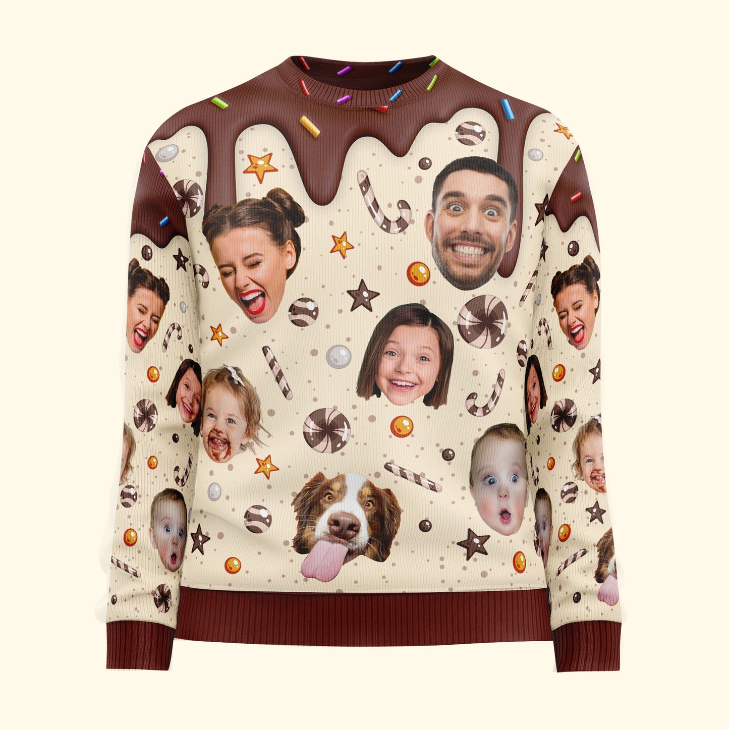 Custom Funny Face Christmas Melting - Personalized Photo Ugly Sweater