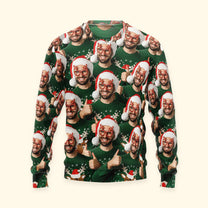 Custom Funny Face Christmas Time - Personalized Photo Ugly Sweater