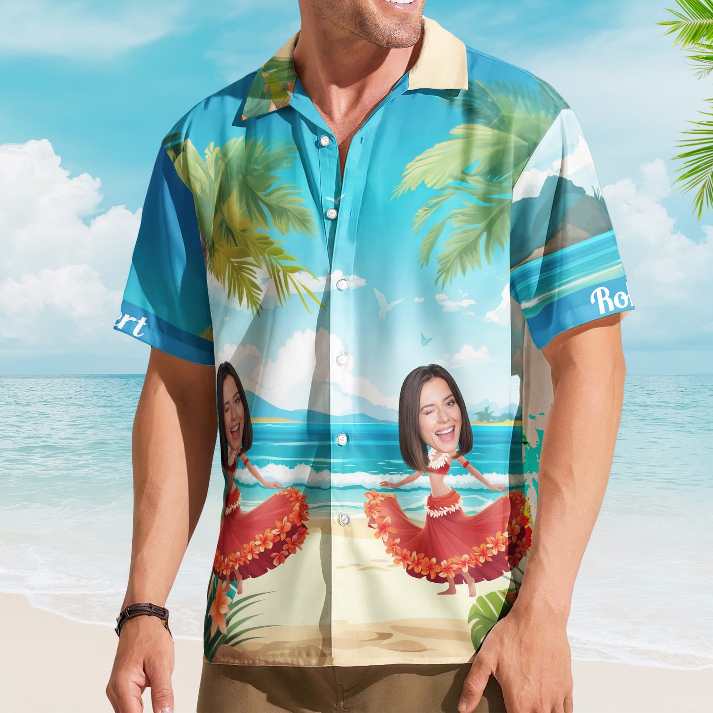 Custom Funny Face Hula Dancing Gift For Men Women - Custom Photo Hawaiian Shirts