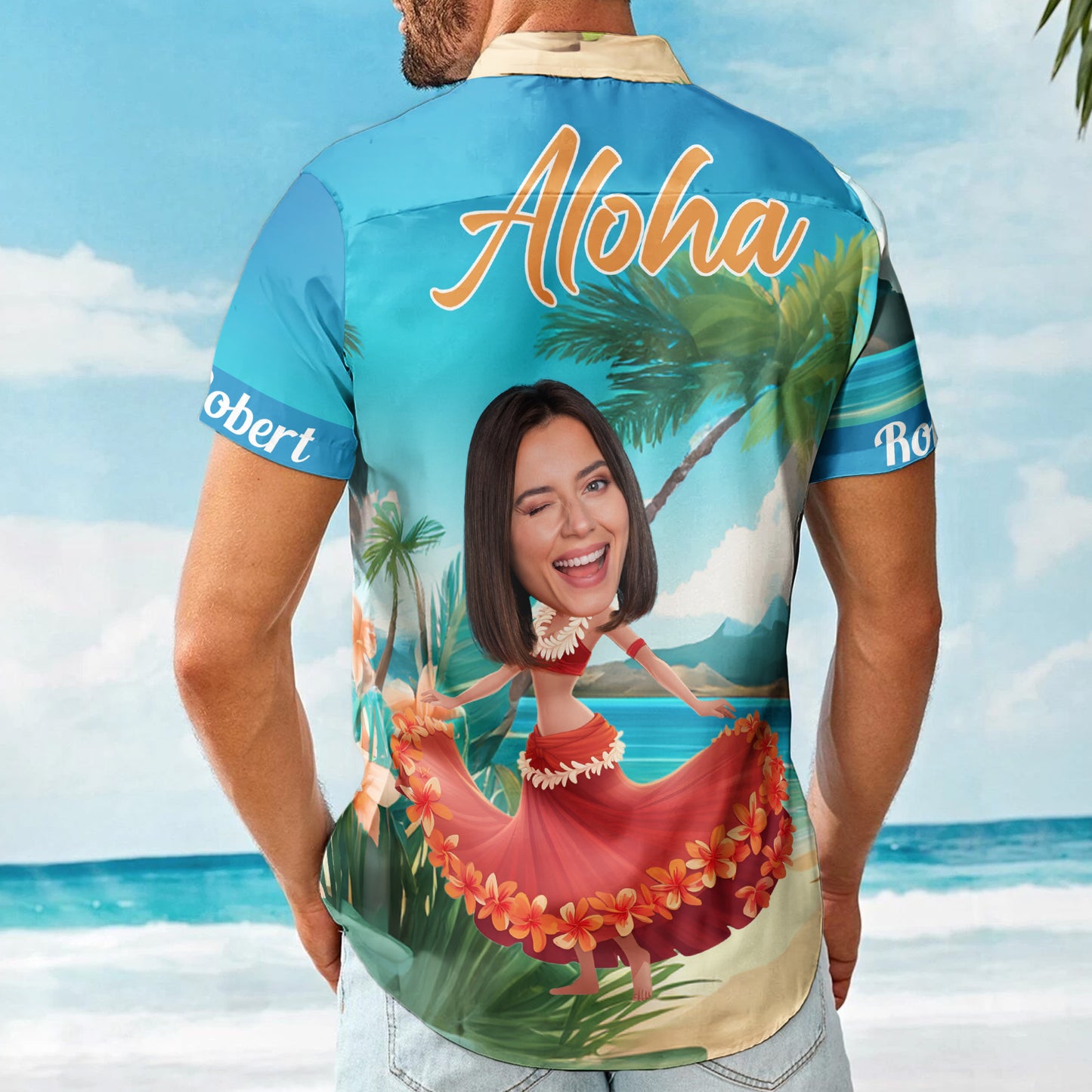 Custom Funny Face Hula Dancing Gift For Men Women - Custom Photo Hawaiian Shirts