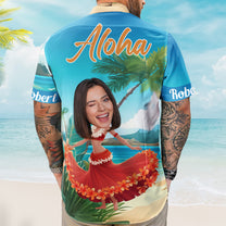 Custom Funny Face Hula Dancing Gift For Men Women - Custom Photo Hawaiian Shirts