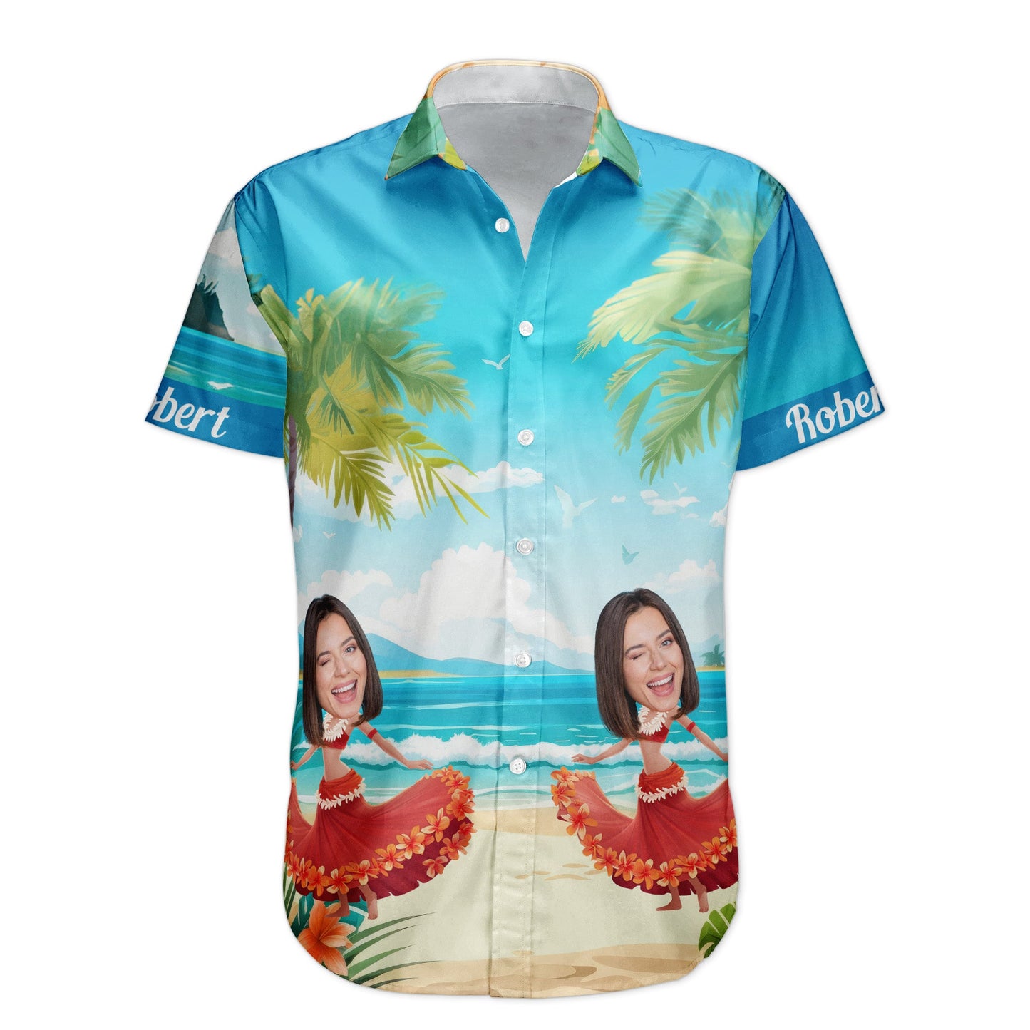 Custom Funny Face Hula Dancing Gift For Men Women - Custom Photo Hawaiian Shirts