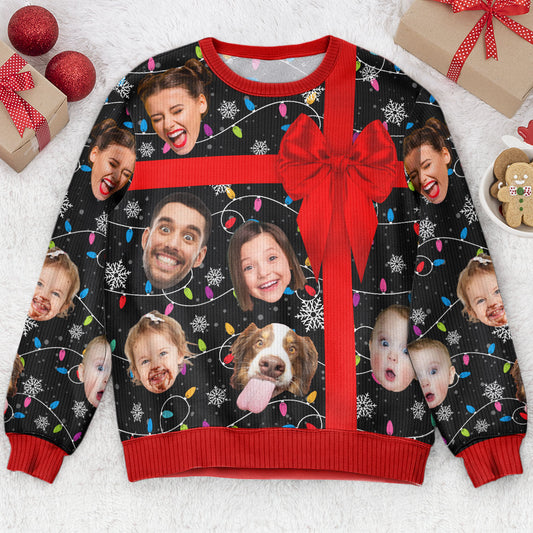 Custom Funny Face I Am Your Christmas Present - Personalized Photo Ugly Sweater