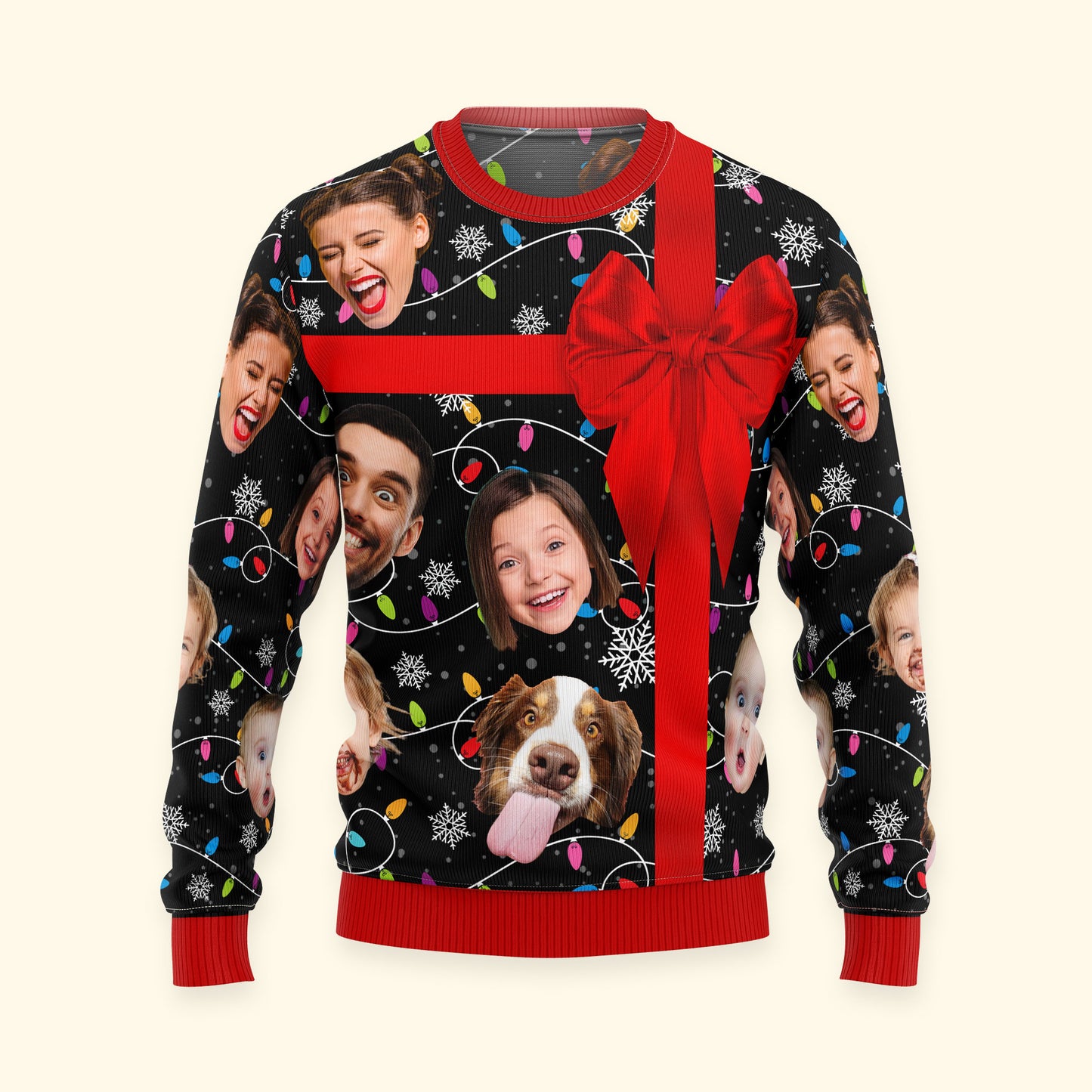 Custom Funny Face I Am Your Christmas Present - Personalized Photo Ugly Sweater