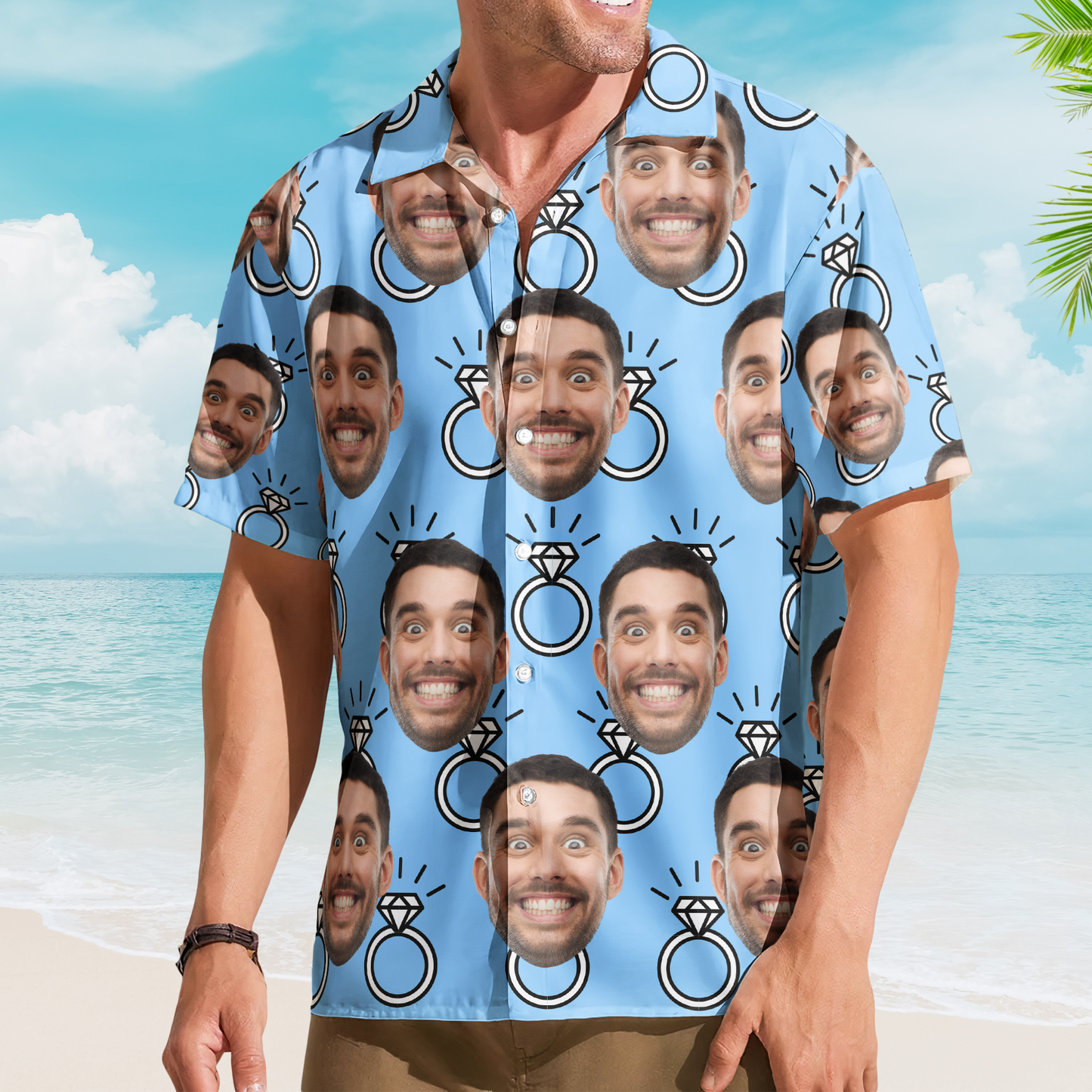 Custom Funny Face Wedding Bachelor Party - Custom Photo Hawaiian Shirt