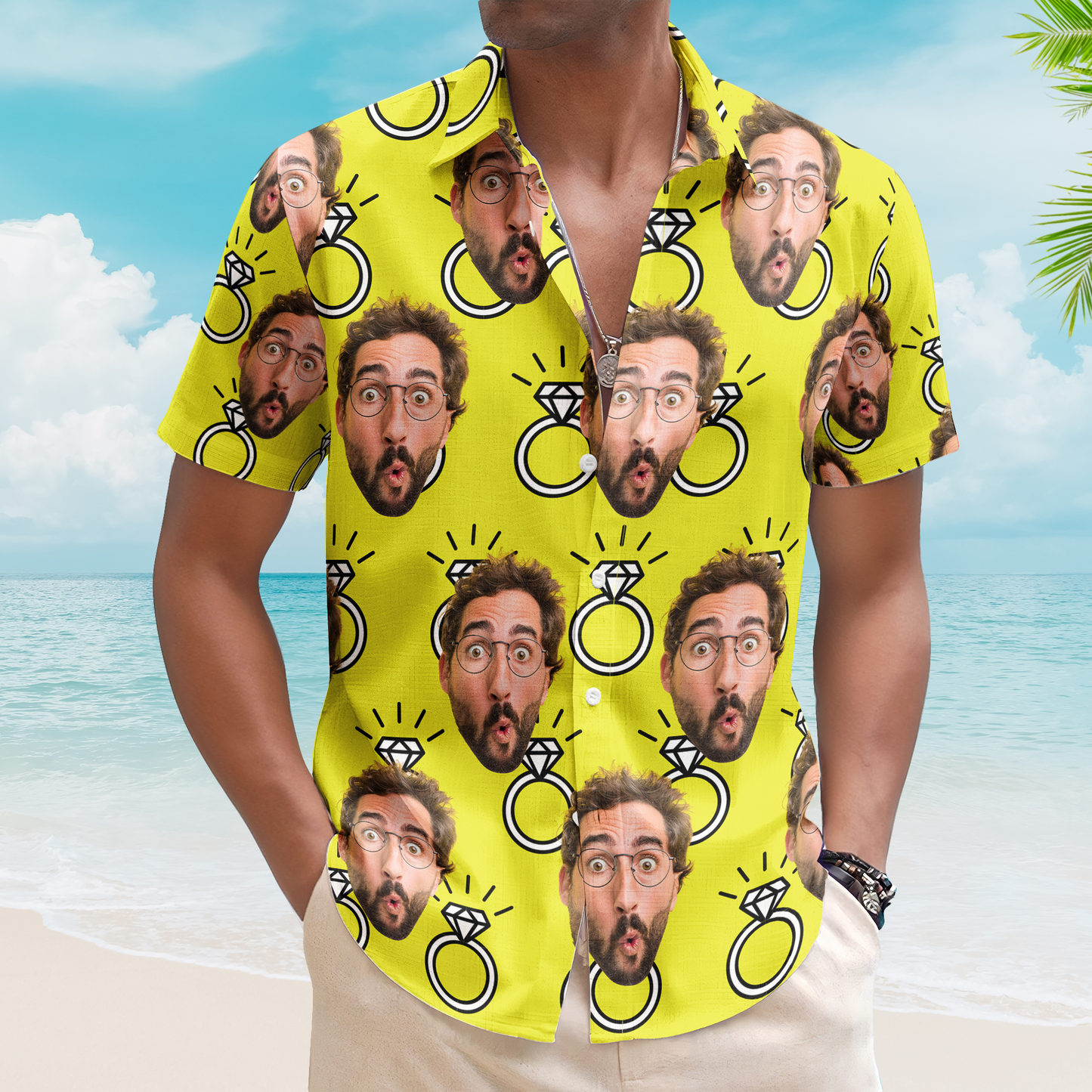 Custom Funny Face Wedding Bachelor Party - Custom Photo Hawaiian Shirt