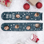 Custom Funny Faces Dad Off Duty Do Not Disturb - Personalized Photo Crew Socks