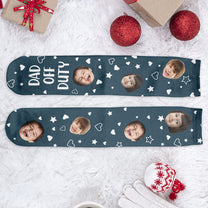 Custom Funny Faces Dad Off Duty Do Not Disturb - Personalized Photo Crew Socks