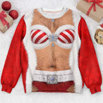 Custom Funny Hairy Chest Ugly Christmas Sweater, Hilarious Xmas Party Pullover - Personalized Sweater