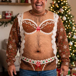 Custom Funny Hairy Chest Ugly Christmas Sweater, Hilarious Xmas Party Pullover - Personalized Sweater