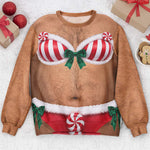 Custom Funny Hairy Chest Ugly Christmas Sweater, Hilarious Xmas Party Pullover - Personalized Sweater