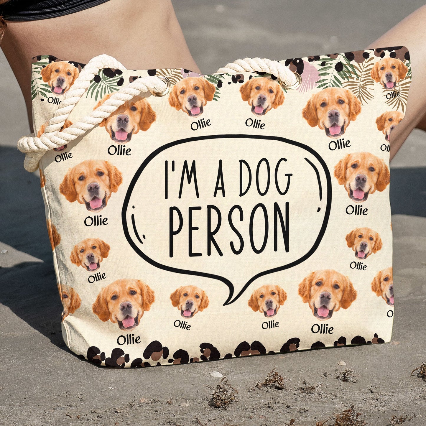 Custom Funny Pet Face - Personalized Photo Beach Bag