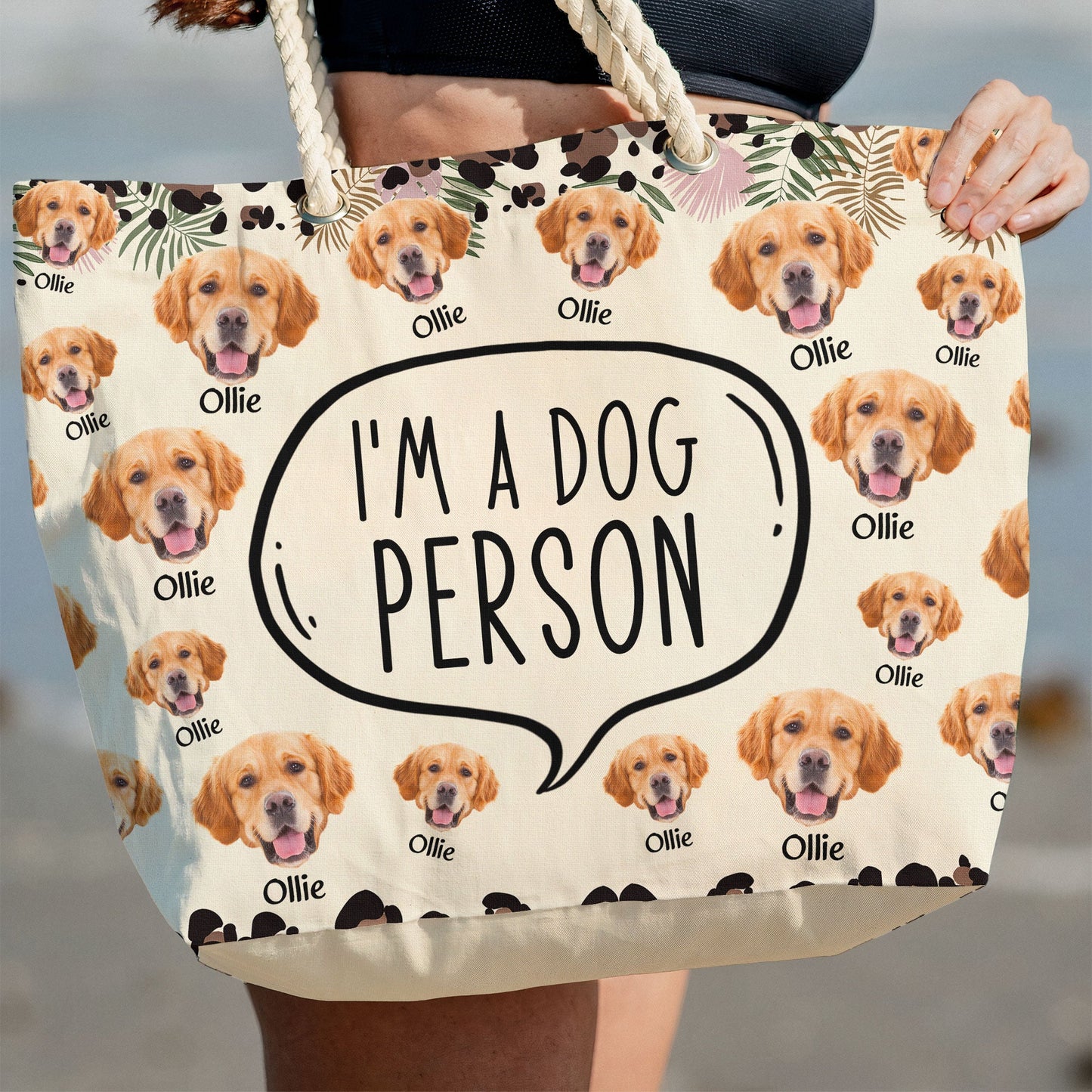 Custom Funny Pet Face - Personalized Photo Beach Bag