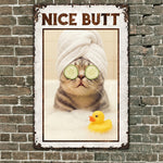 Custom Funny Pet Photo Bathroom Pet Gift For Dog Lovers, Cat Lovers - Personalized Metal Sign