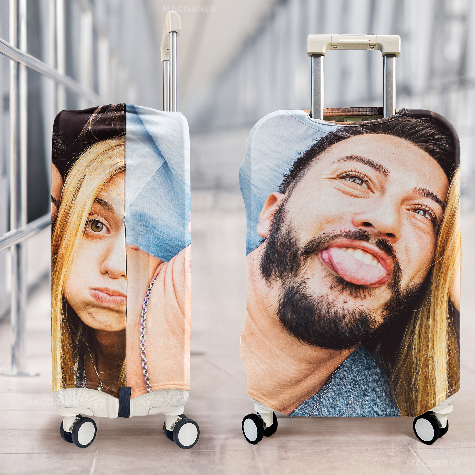 Custom Funny Photo For Friends Family Vacation Traveling - Personalized Photo Luggage Cover