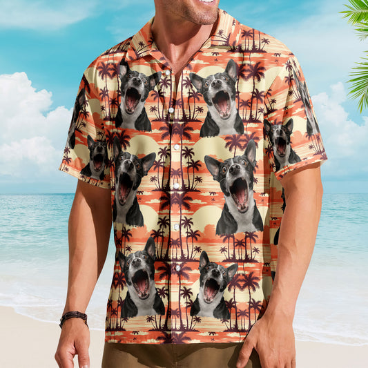 Custom Funny Photo Hawaii Floral Beach Men Husband - Custom Photo Hawaiian Shirt
