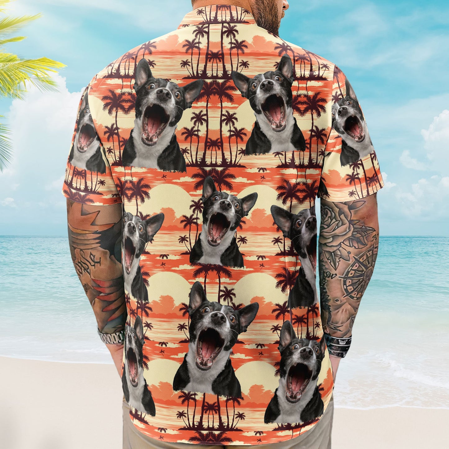 Custom Funny Photo Hawaii Floral Beach Men Husband - Custom Photo Hawaiian Shirt