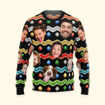 Custom Funny Face Silly Tinsel Xmas Party - Personalized Photo Ugly Sweater