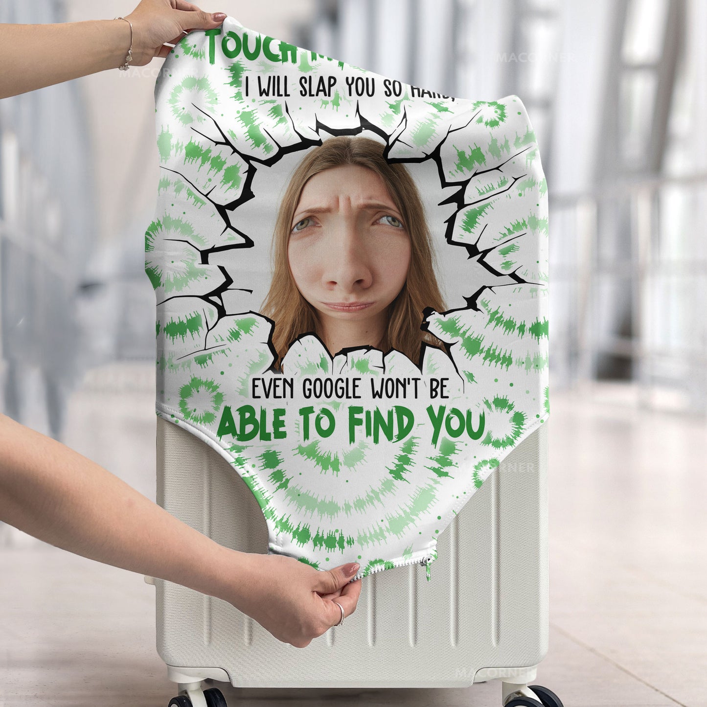 Custom Funny Photo Touch My Luggage - Personalized Photo Luggage Cover