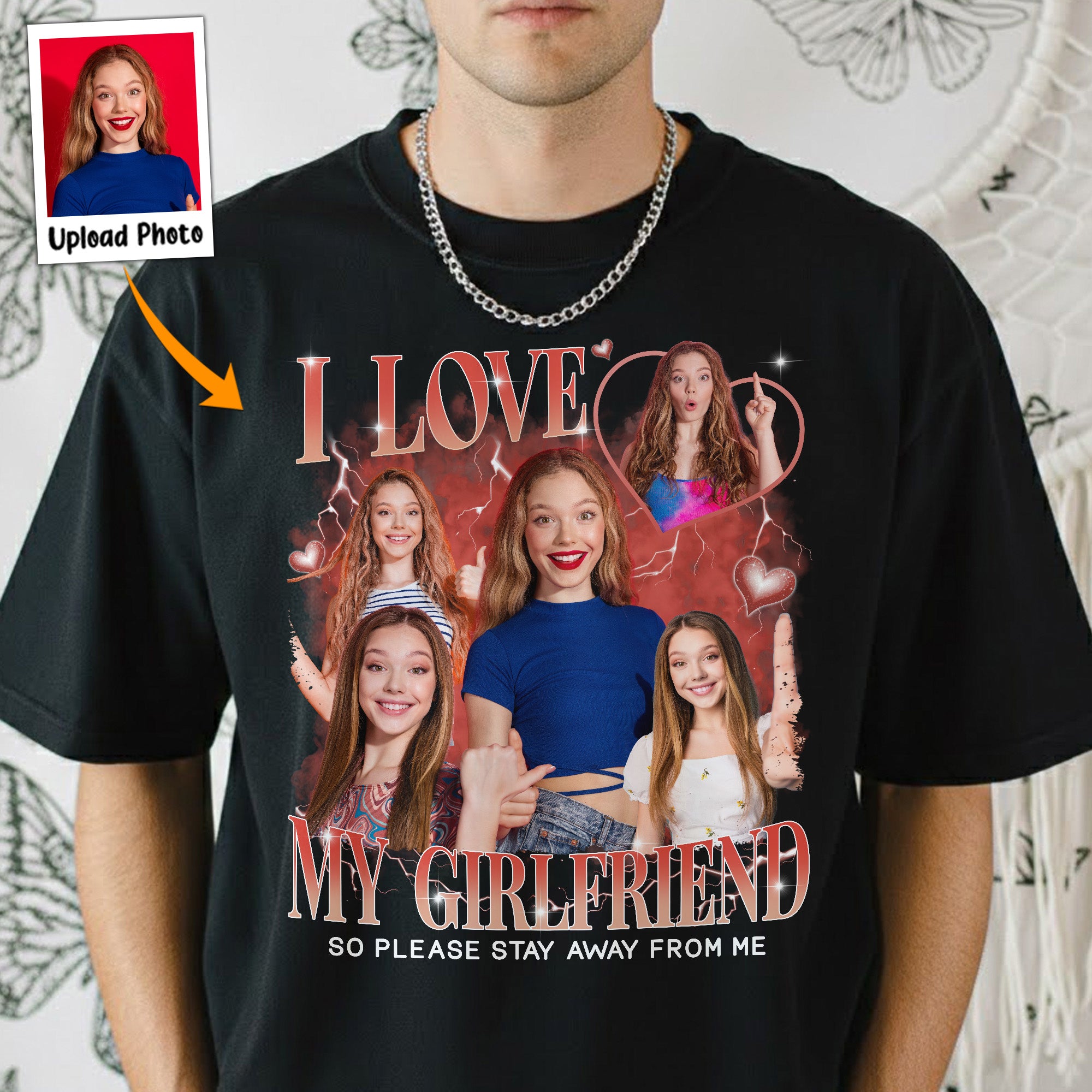 Custom Girlfriend Vintage Bootleg Shirt I Love My Girlfriend - Personalized Photo Comfort Tee