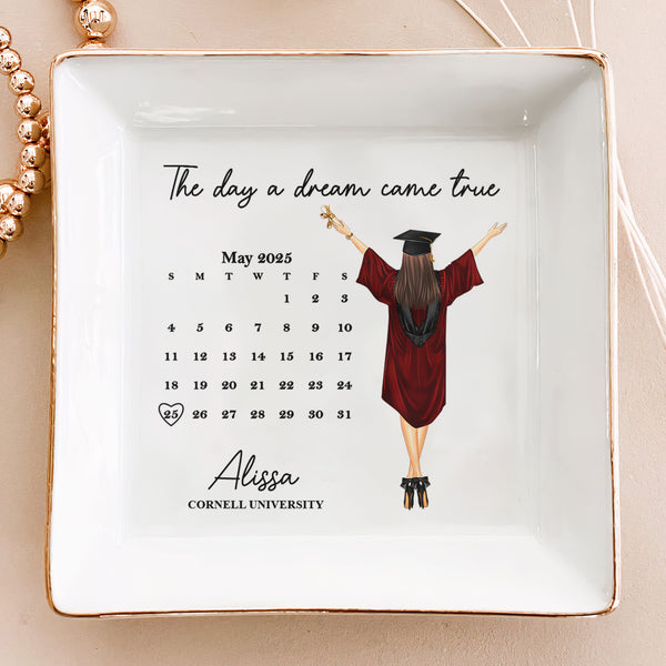 OASSIE 'She Believed She Could' Porcelain Jewelry Dish - 4x4 Inch Graduation Gift For Women