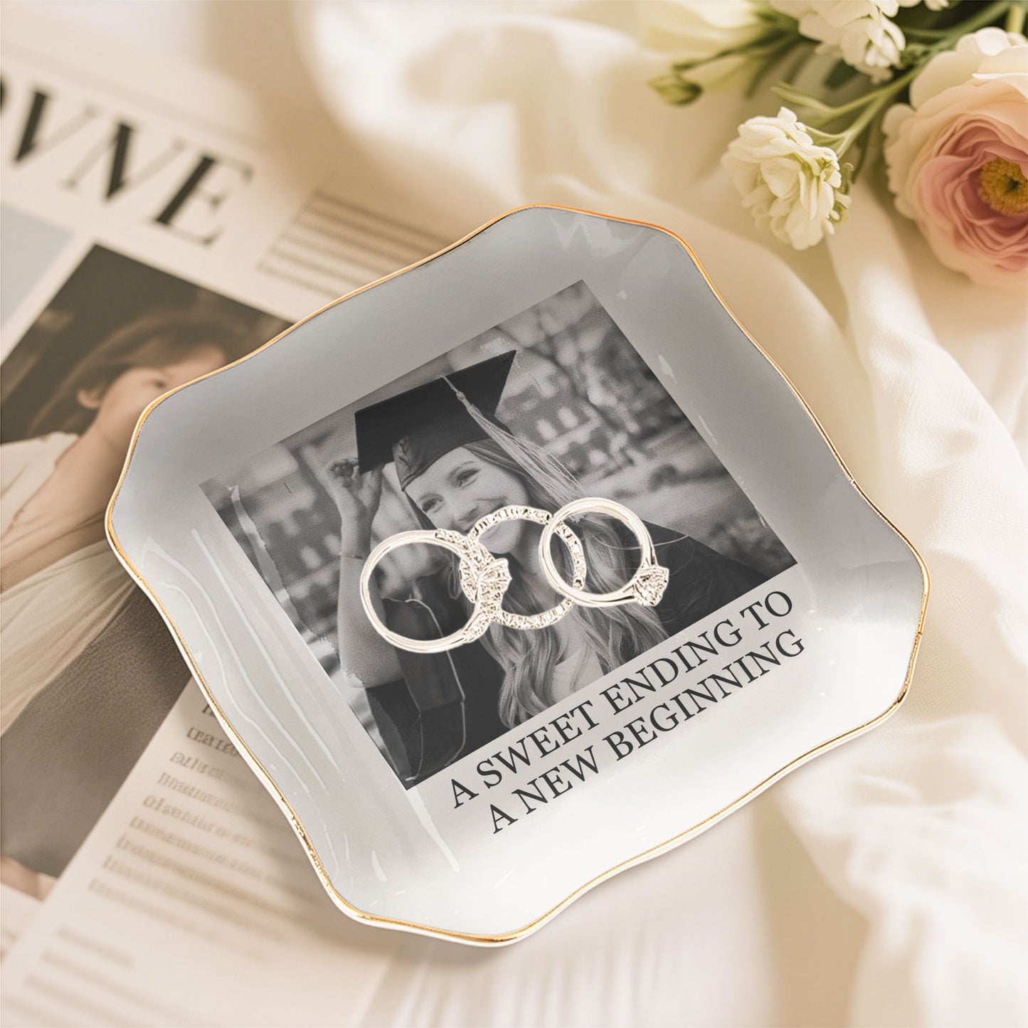 Custom Graduation Photo - Graduated Gifts For Her, Sister, Daughter, Friends - Personalized Photo Jewelry Dish