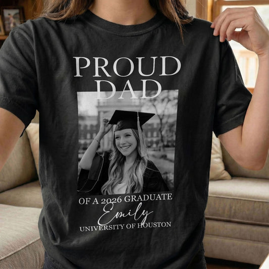 Custom Graduation Shirt Proud Family Of Graduate 2026 Senior Picture Grad Tee - Personalized Photo Comfort Tee