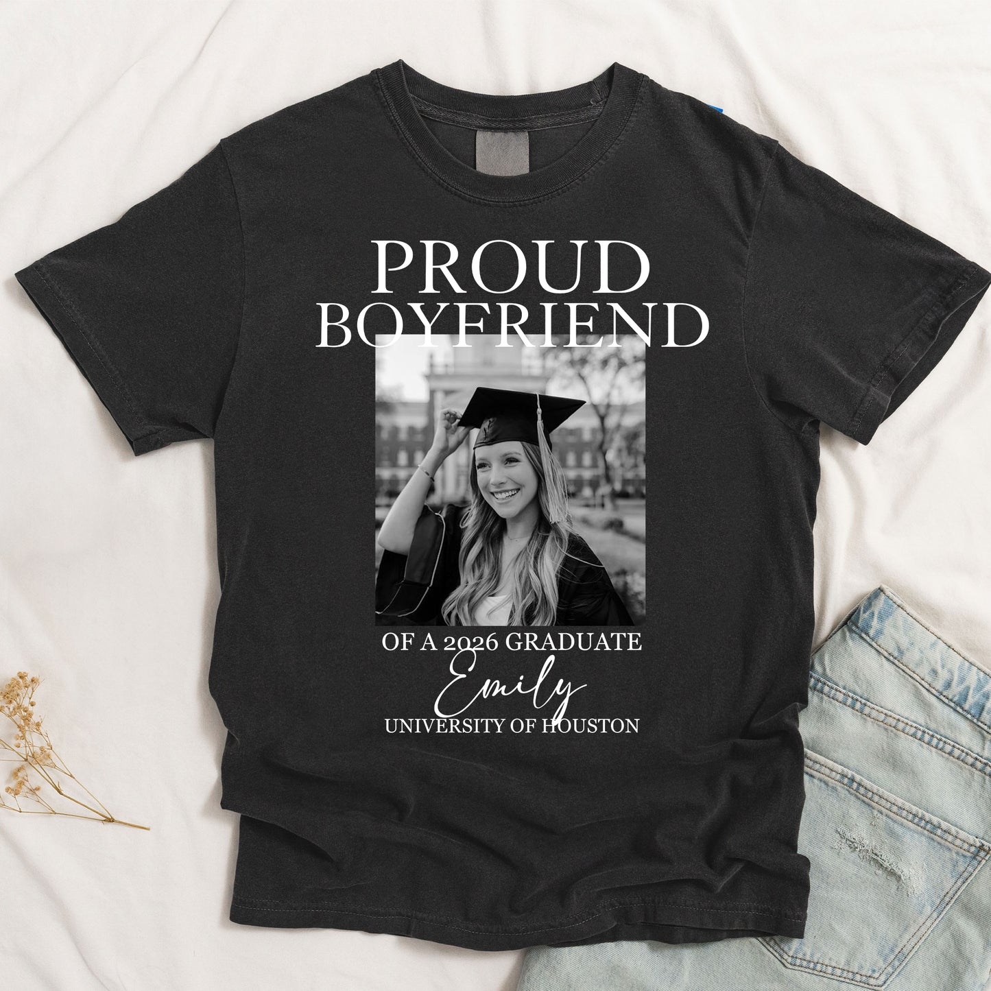 Custom Graduation Shirt Proud Family Of Graduate 2026 Senior Picture Grad Tee - Personalized Photo Comfort Tee