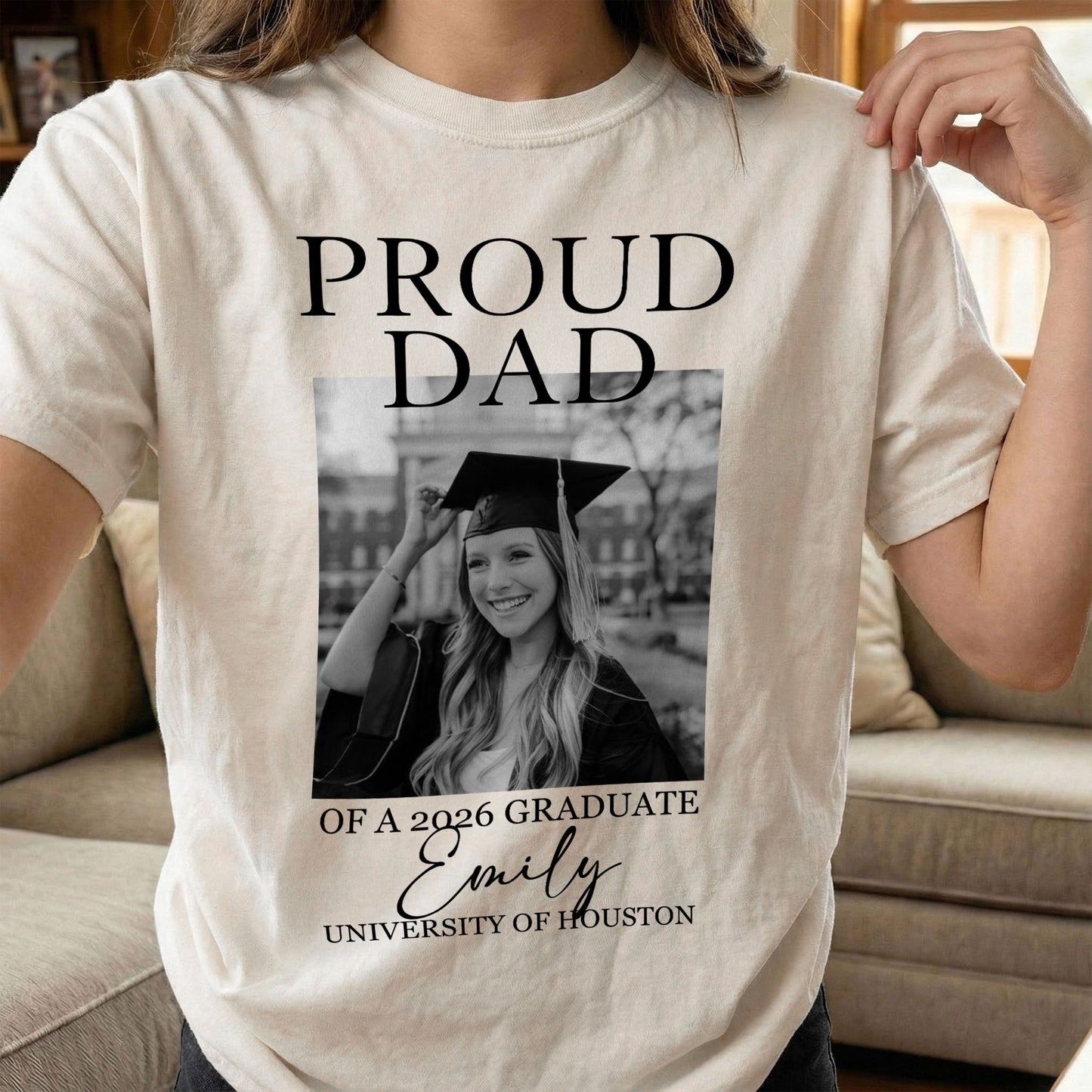 Custom Graduation Shirt Proud Family Of Graduate 2026 Senior Picture Grad Tee - Personalized Photo Comfort Tee
