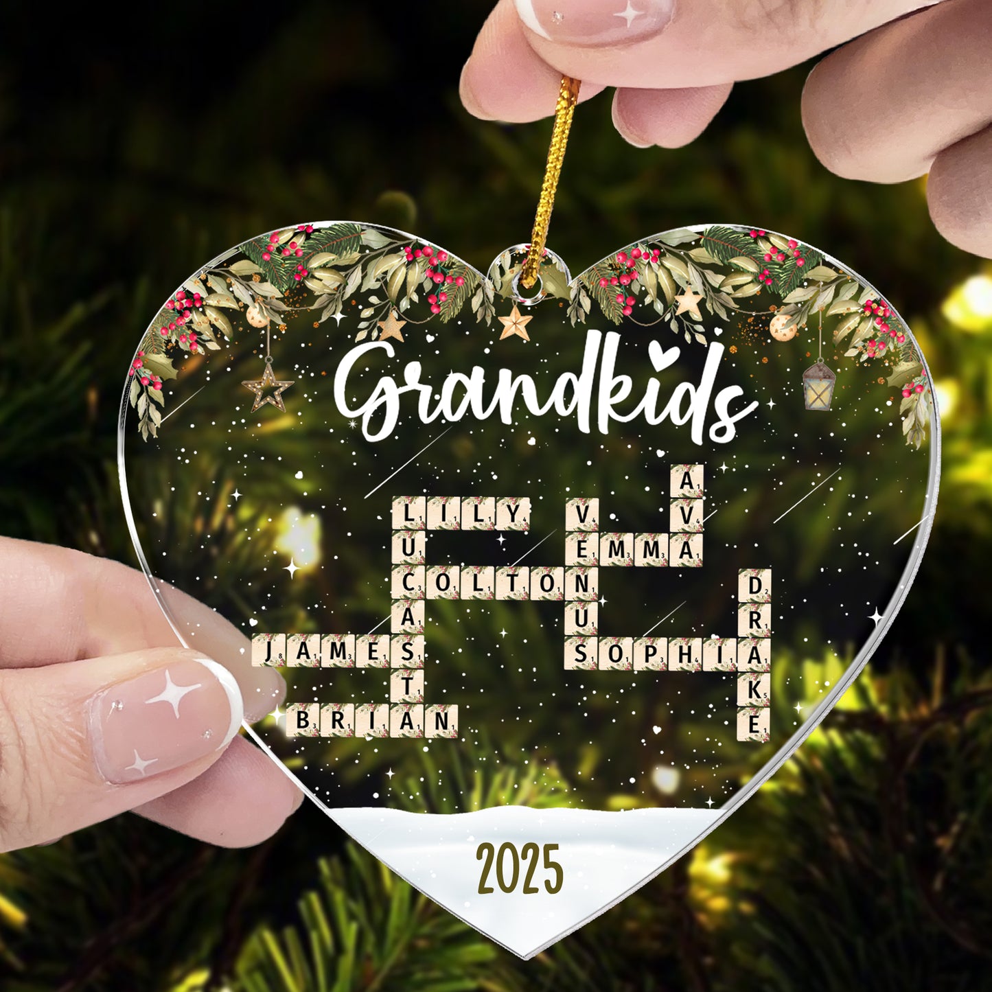 Custom Grandkids 2025 New Version - Personalized Acrylic Ornament