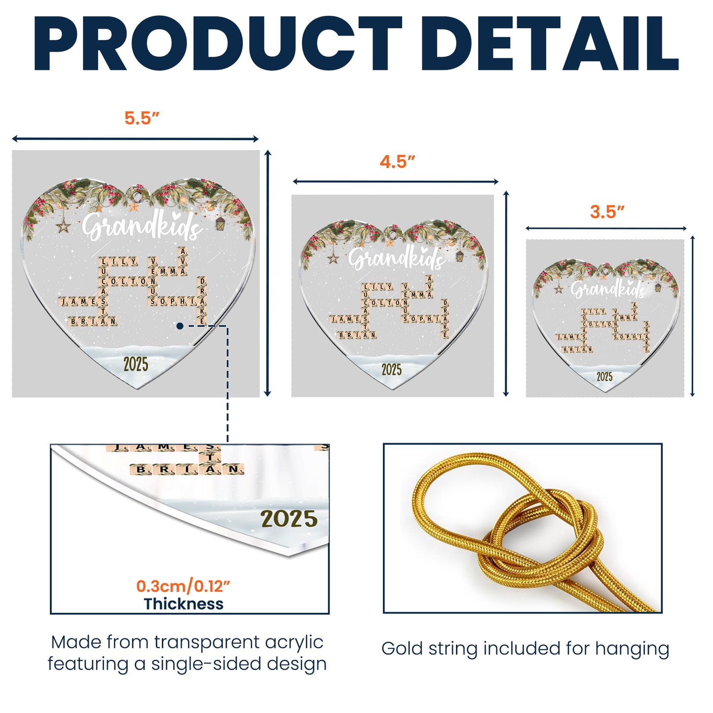 Custom Grandkids 2025 New Version - Personalized Acrylic Ornament