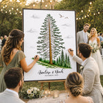 Custom Guest Book Sign Alternative Rustic Pine Tree - Personalized Poster