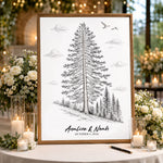Custom Guest Book Sign Alternative Rustic Pine Tree - Personalized Poster