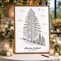 Custom Guest Book Sign Alternative Rustic Pine Tree - Personalized Poster