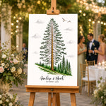 Custom Guest Book Sign Alternative Rustic Pine Tree - Personalized Poster