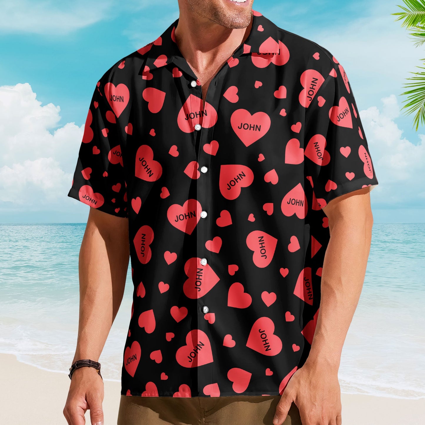 Custom Heart With Name Vintage Aloha Valentine's Day Gift - Custom Hawaiian Shirts