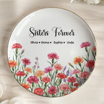 Custom Her Birth Flower & Message, Friendship Thank You Gift For Besties, Sisters - Personalized Jewelry Dish
