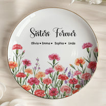 Custom Her Birth Flower & Message, Friendship Thank You Gift For Besties, Sisters - Personalized Jewelry Dish