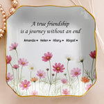 Custom Her Birth Flower & Message, Friendship Thank You Gift For Besties, Sisters - Personalized Jewelry Dish