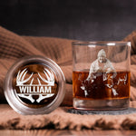 Custom Hunting Photo - Deer, Moose, Duck, Hog - Father's Day Gift - Personalized Whiskey Glass With Photo