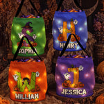 Custom Initial Letter Trick Or Treat Bag, Personalized Halloween Bucket, LED Light Halloween Party Bag For Kids - Personalized Halloween Basket