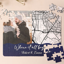 Custom Jigsaw Puzzle Location Map For Couple - Personalized Photo Jigsaw Puzzle