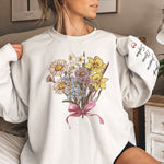 Custom Kid Birth Month Flower On Sleeves For Grandma, Mum - Personalized Sweatshirt
