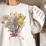 Custom Kid Birth Month Flower On Sleeves For Grandma, Mum - Personalized Sweatshirt