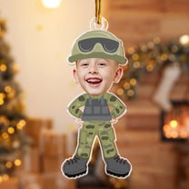 Custom Kid Face Army - Personalized Acrylic Photo Ornament
