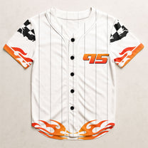 Custom Kid Face Car Racing Flame - Personalized Photo Kids Baseball Jersey