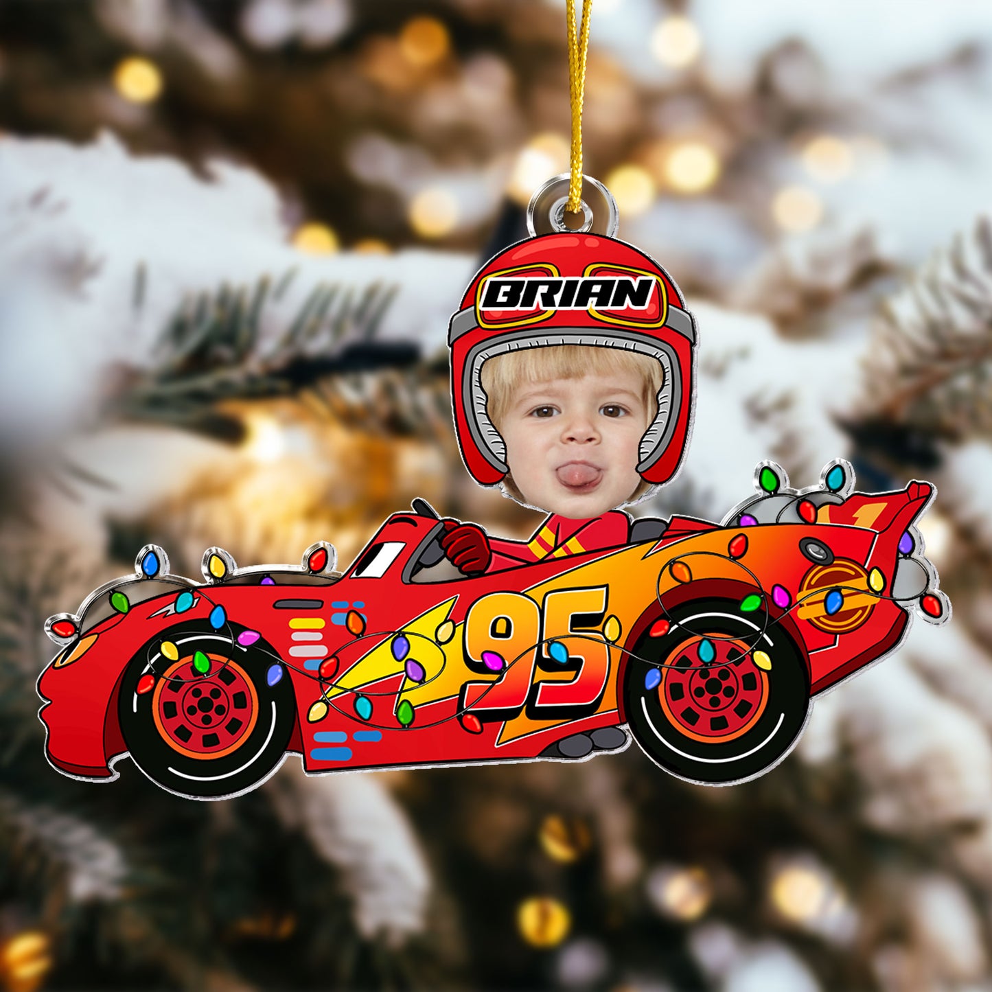 Custom Kid Face Car Toys - Personalized Acrylic Photo Ornament