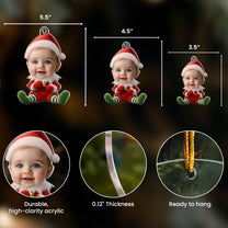 Custom Kid Face Cute Elf Baby - Personalized Acrylic Photo Ornament