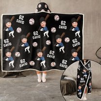 Custom Kid Face Funny Baseball & Softball - Personalized Photo Wearable Blanket Hoodie