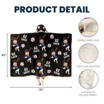 Custom Kid Face Funny Baseball & Softball - Personalized Photo Wearable Blanket Hoodie